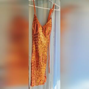 Sequin Orange and Gold Dress